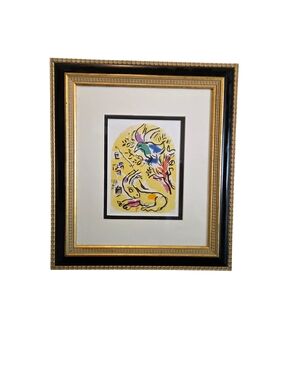 Framed Yellow Abstract Bird Art Print - Unbranded